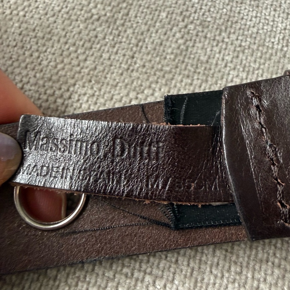 Massimo Dutti Brown Leather Belt with Silver Grommet sz MEDIUM / 85cm - Picture 3 of 3
